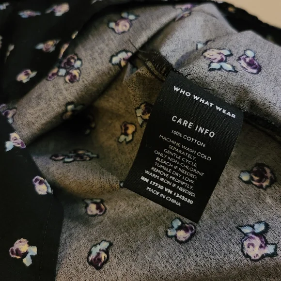 SOLD - Who What Wear Tiered Spaghetti Strap Floral Black Midi Dress with Pockets - Picture 8 of 11